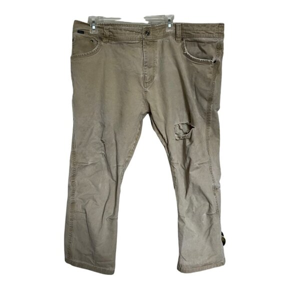 Kuhl Rydr Lean Pants Mens Fits 42 x 24 Hiking Outdoor Beige Destroyed Holes - Picture 1 of 14